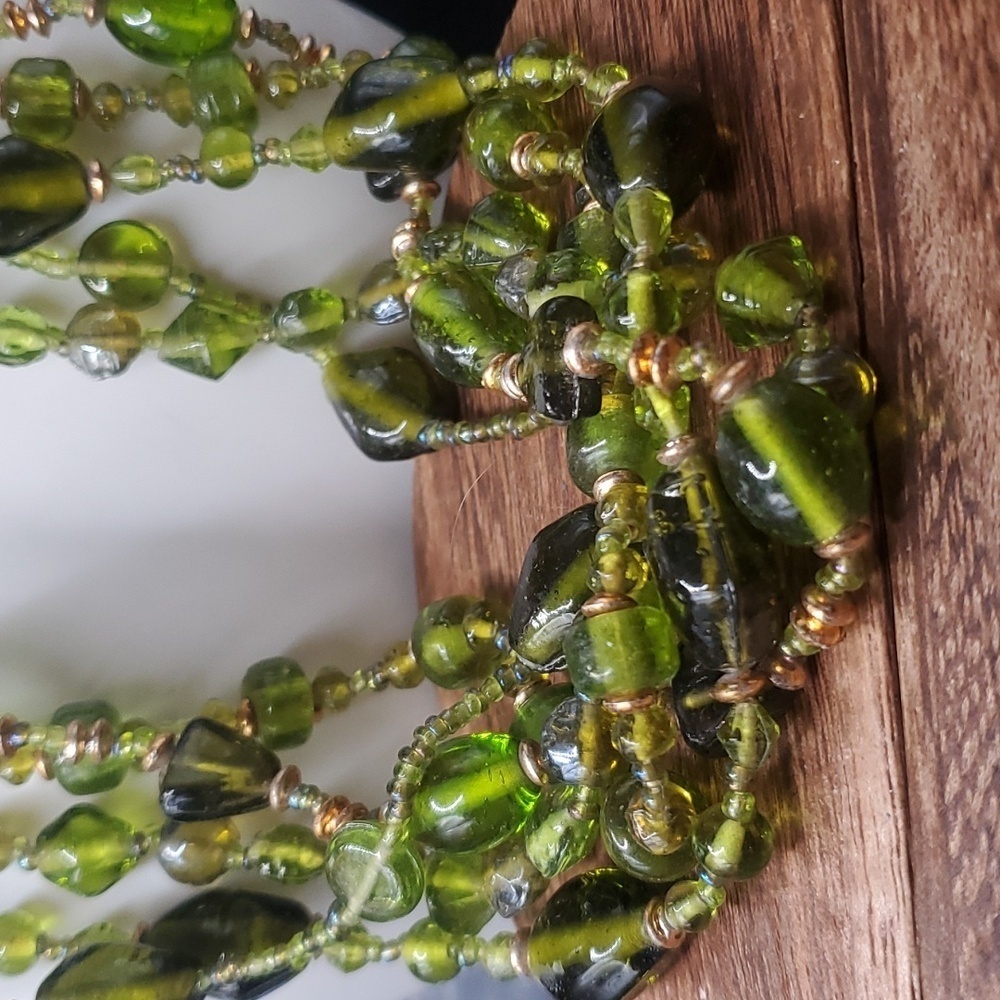 FINE JEWELRY!!!!  emerald glass‎ artisan necklace stunning N3437 - Picture 3 of 3
